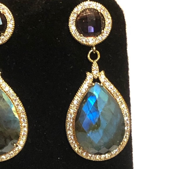 Faceted Labradorite and Purple Crystal Earrings - Picture 5 of 6